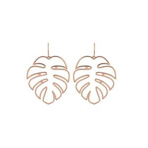 Gold cut out monstera palm leaf dangle earrings